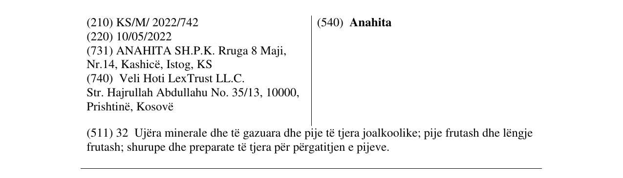 Zëri i markës Anahita në buletin