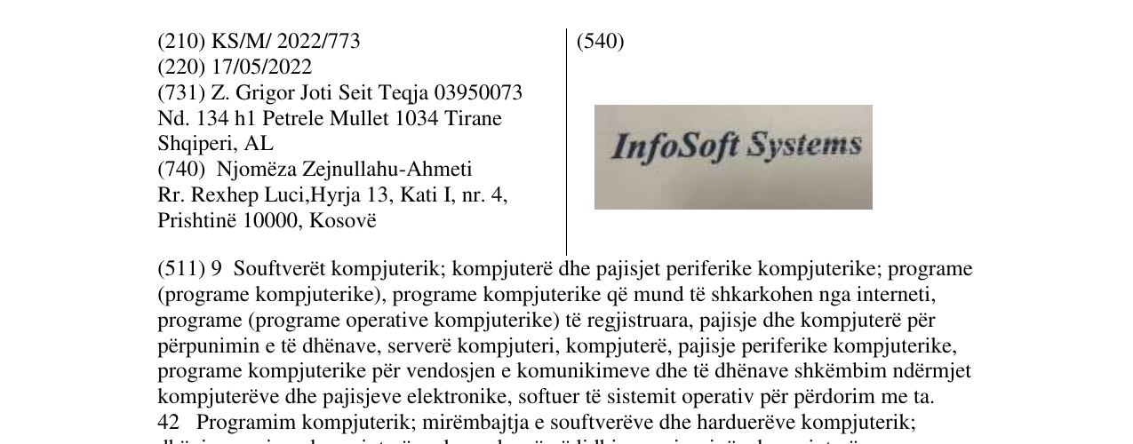 Zëri i markës InfoSoft Systems në buletin