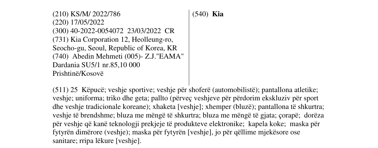 Zëri i markës Kia në buletin