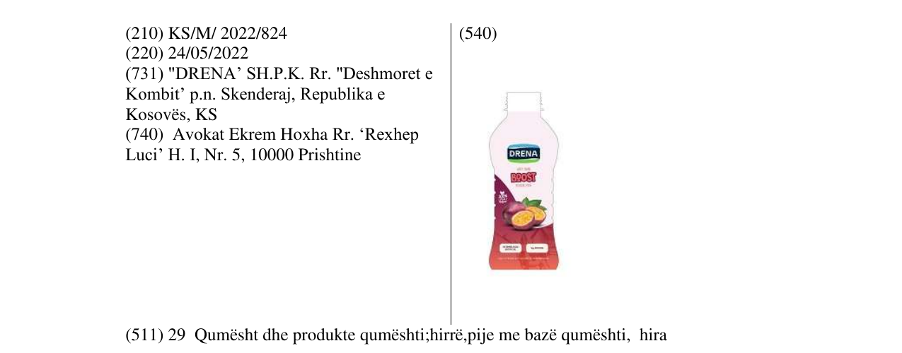 Zëri i markës DRENA-BOOST në buletin
