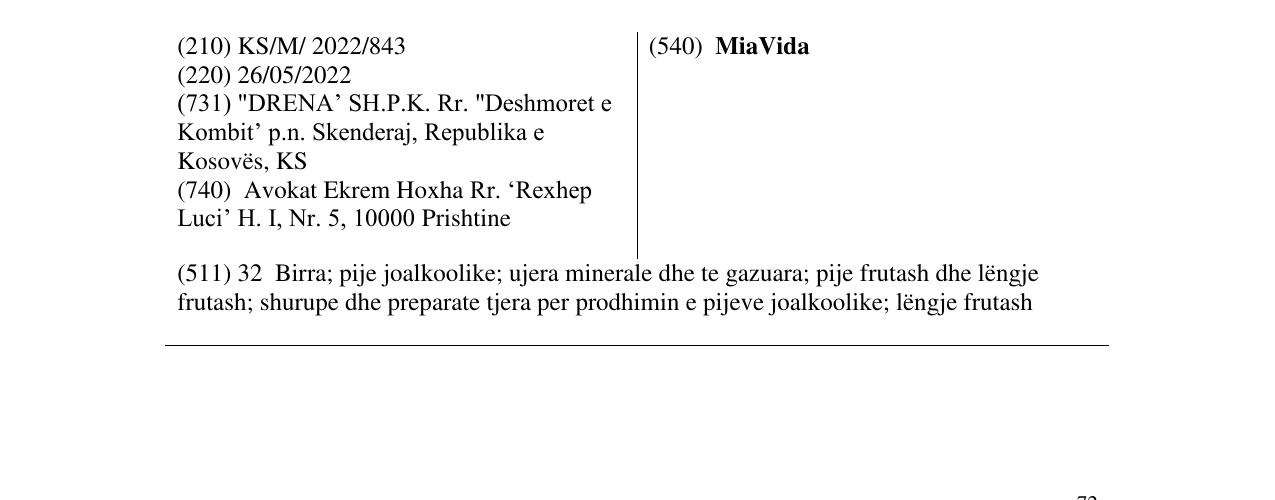Zëri i markës MiaVida në buletin