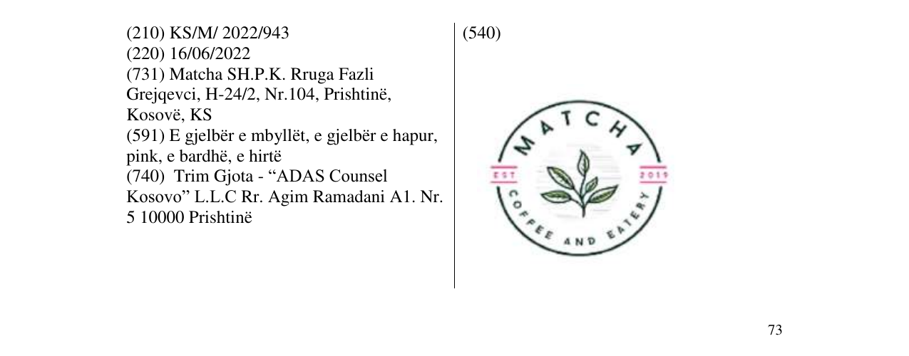 Zëri i markës MATCHA në buletin