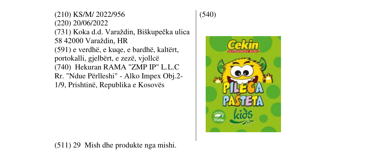 Zëri i markës Cekin në buletin