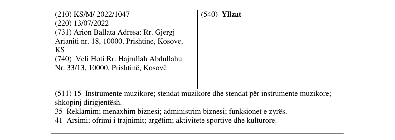 Zëri i markës Yllzat në buletin