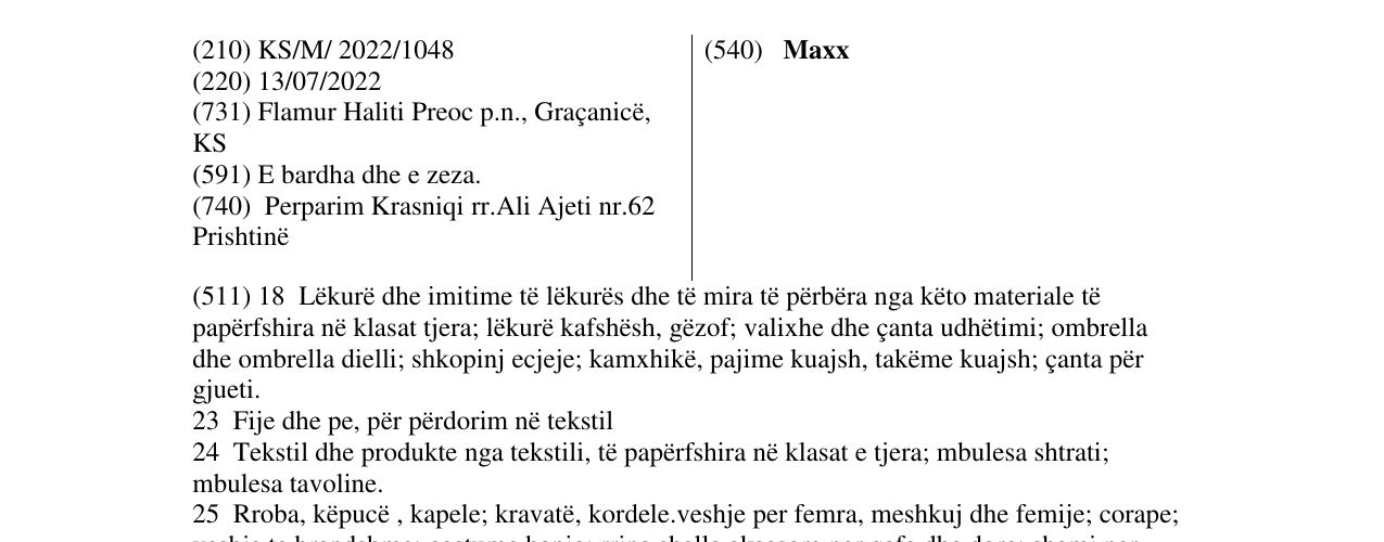 Zëri i markës Maxx në buletin