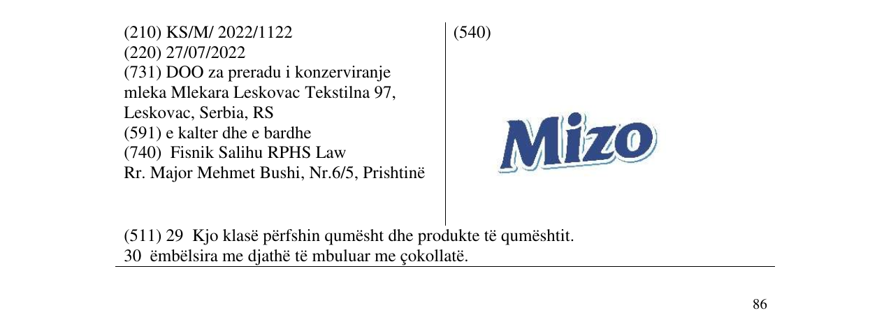 Zëri i markës Mizo në buletin