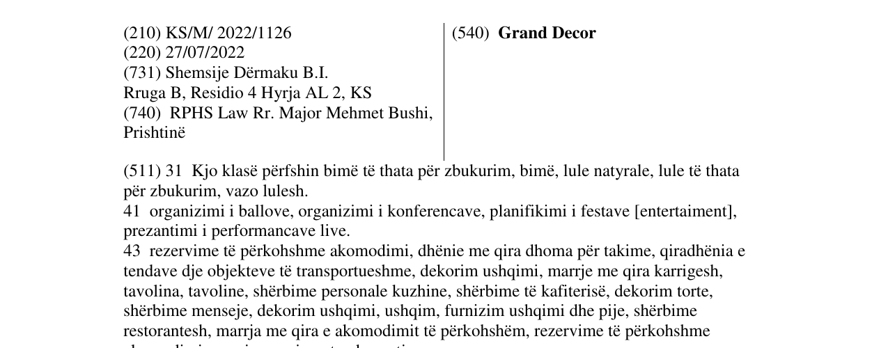 Zëri i markës Grand Decor në buletin