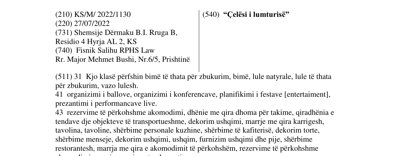Zëri i markës “Çelësi i lumturisë” në buletin