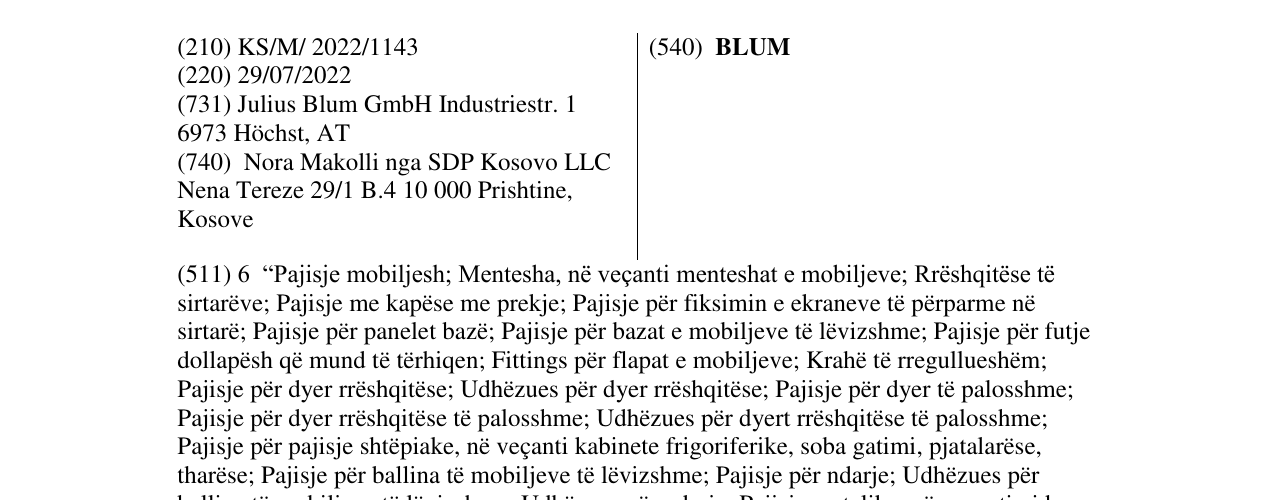 Zëri i markës BLUM në buletin