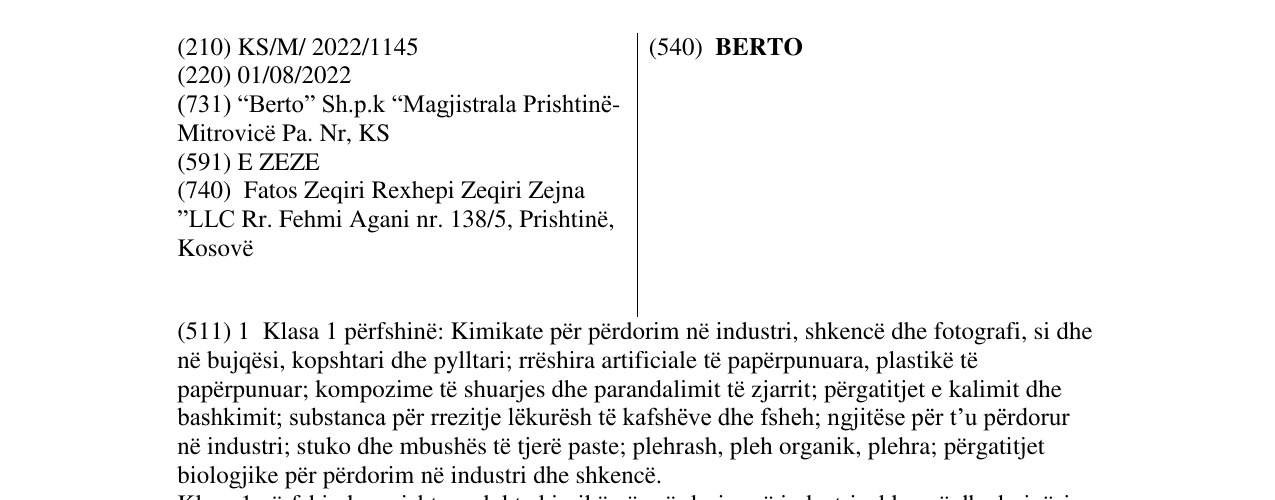 Zëri i markës BERTO në buletin