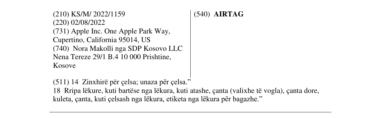 Zëri i markës AIRTAG në buletin