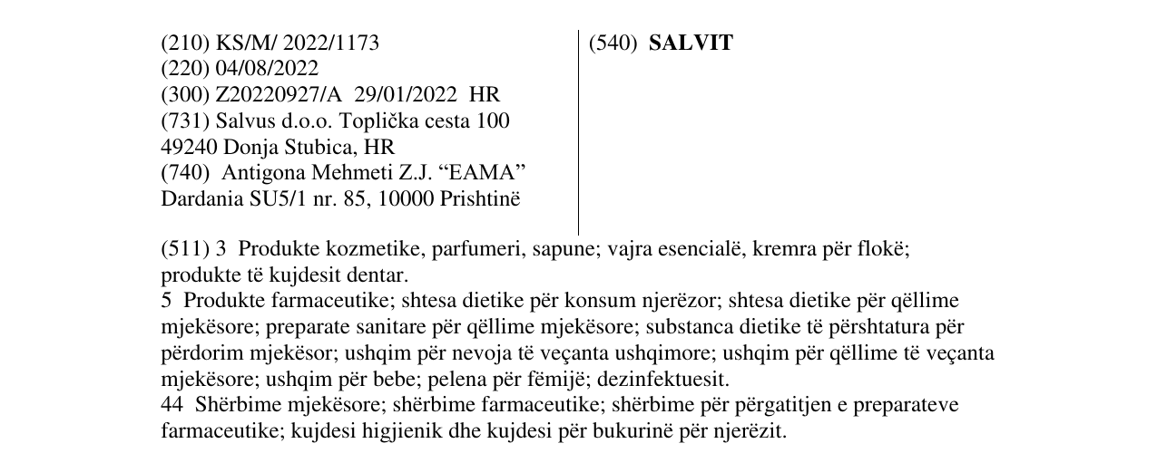 Zëri i markës SALVIT në buletin