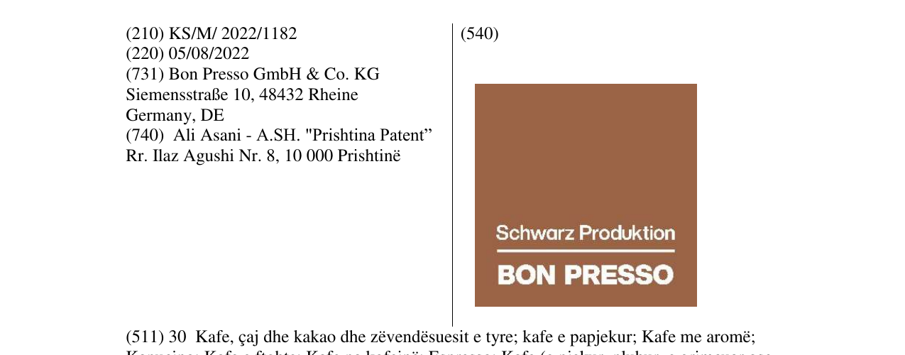 Zëri i markës Schwarz Produktion BON PRESSO në buletin