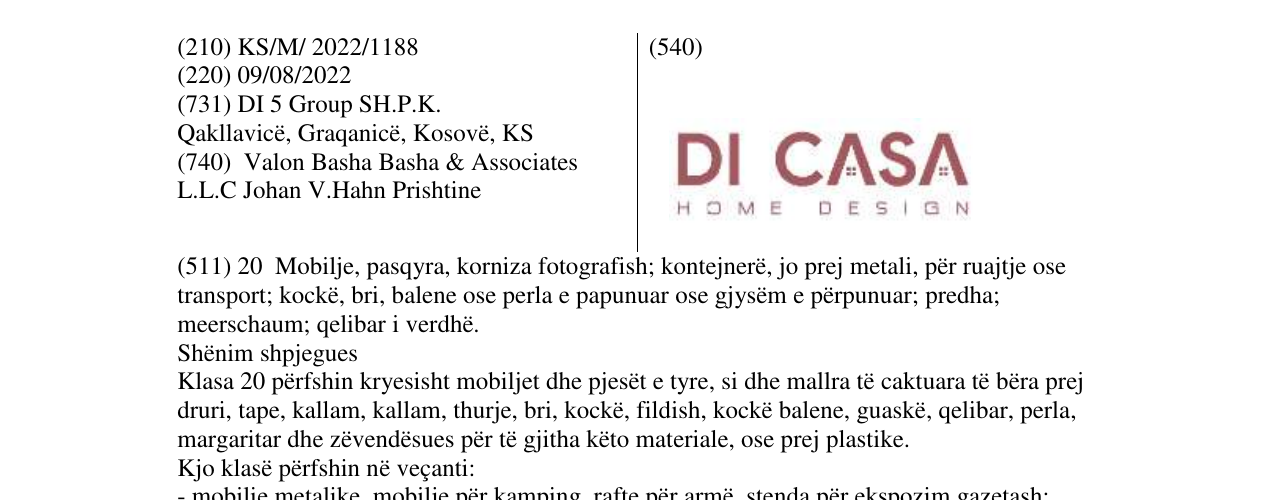 Zëri i markës DI CASA në buletin