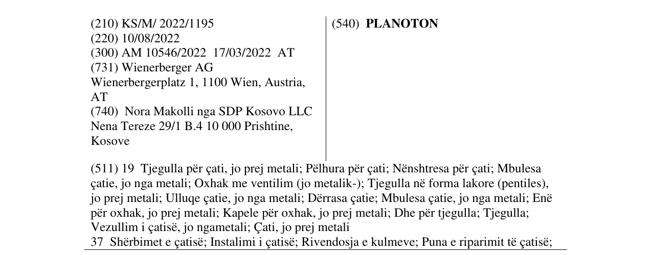 Zëri i markës PLANOTON në buletin