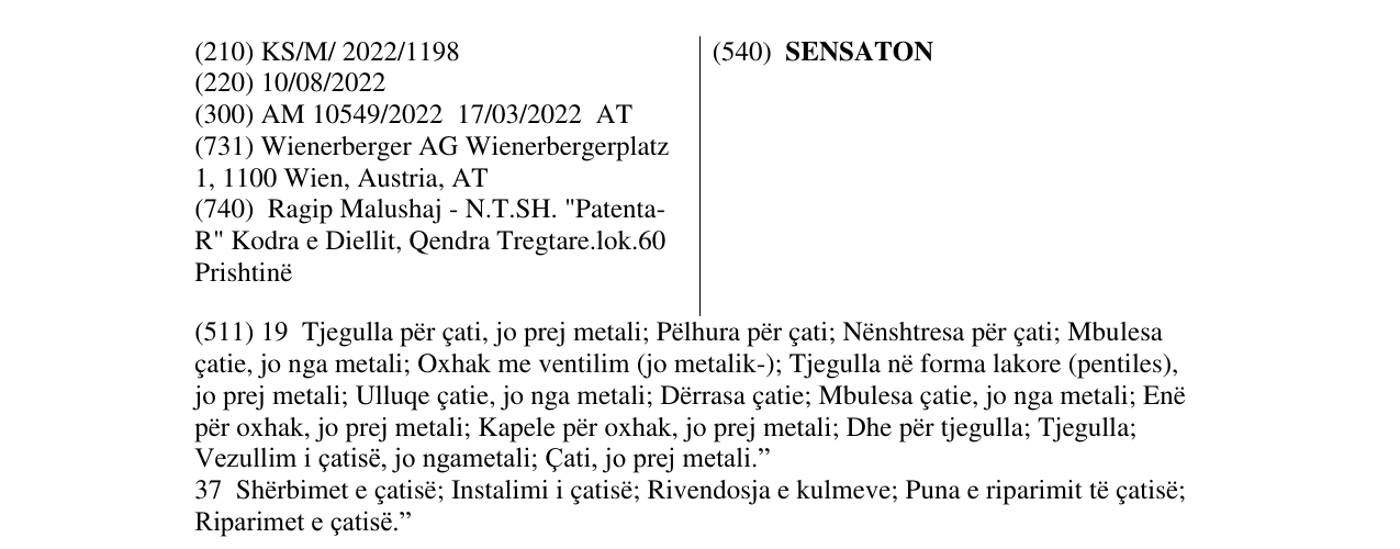 Zëri i markës SENSATON në buletin