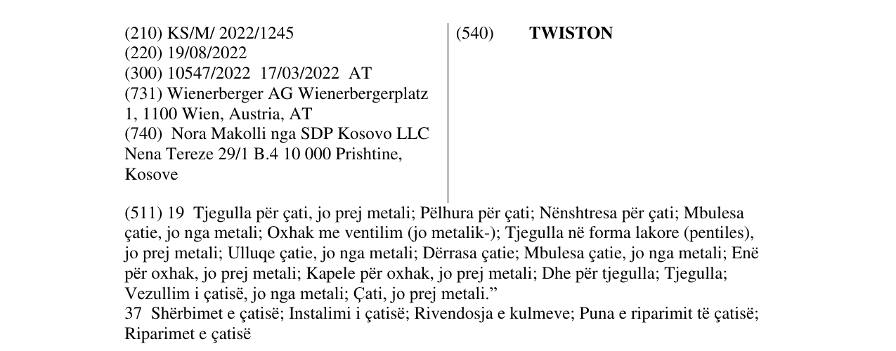 Zëri i markës TWISTON në buletin
