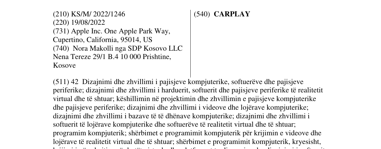 Zëri i markës CARPLAY në buletin