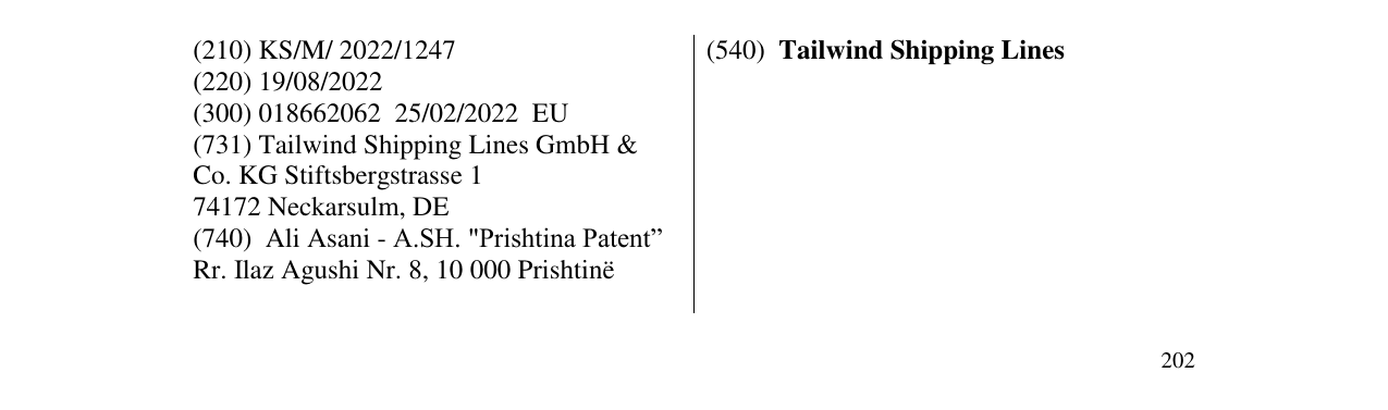 Zëri i markës Tailwind Shipping Lines në buletin