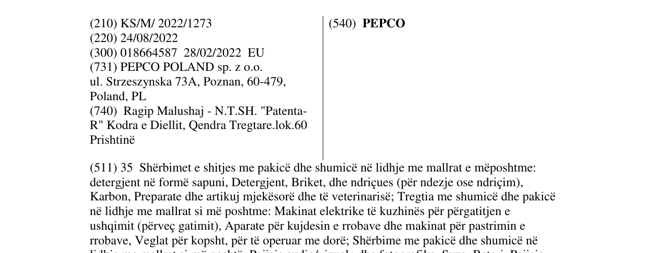 Zëri i markës PEPCO në buletin