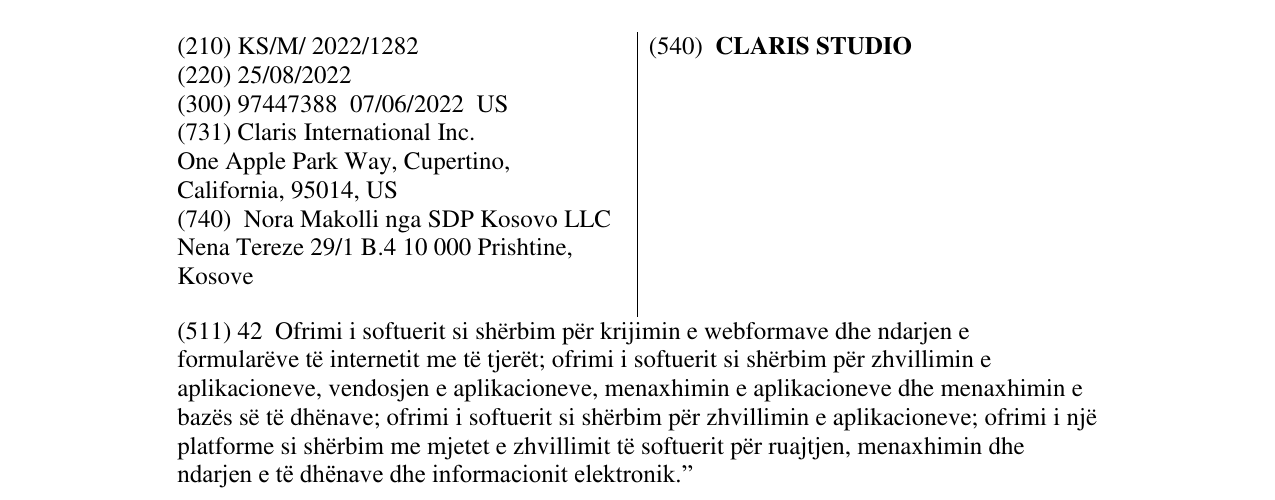 Zëri i markës CLARIS STUDIO në buletin