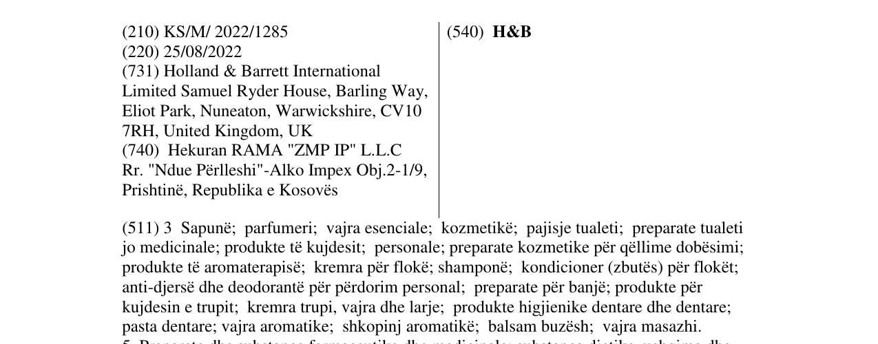 Zëri i markës H&B në buletin
