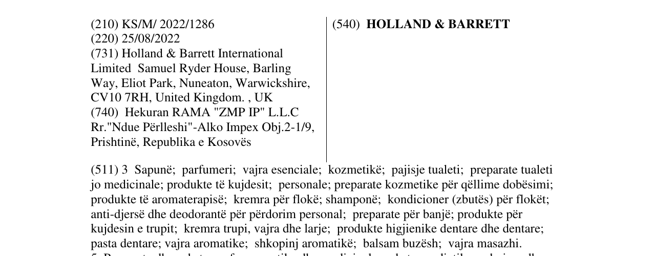Zëri i markës HOLLAND & BARRETT në buletin