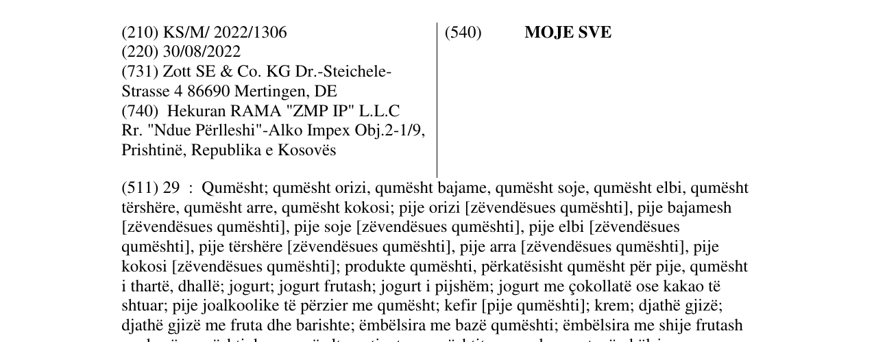 Zëri i markës MOJE SVE në buletin