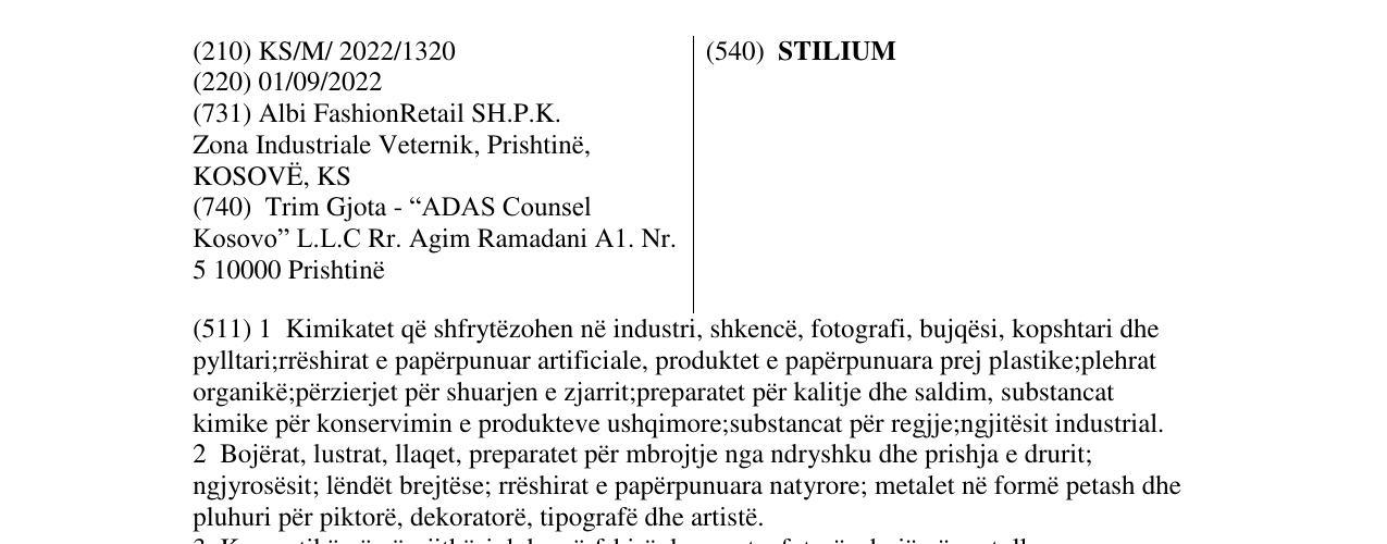 Zëri i markës STILIUM në buletin