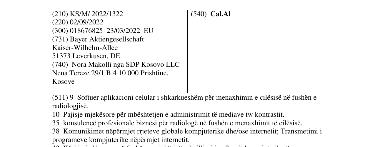 Zëri i markës Cal.Al në buletin