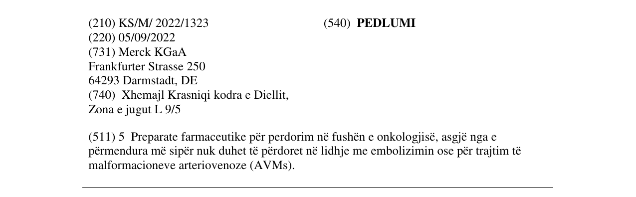 Zëri i markës PEDLUMI në buletin