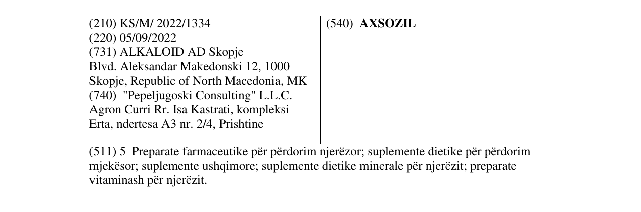Zëri i markës AXSOZIL në buletin
