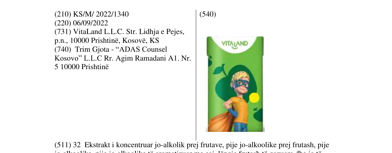 Zëri i markës VITALAND në buletin