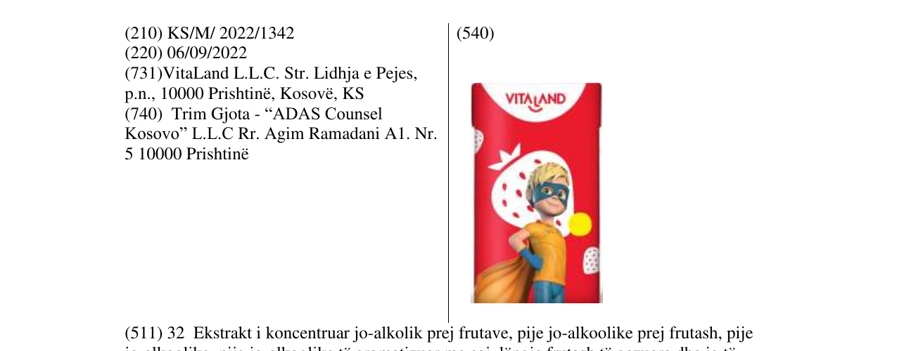 Zëri i markës VITALAND në buletin