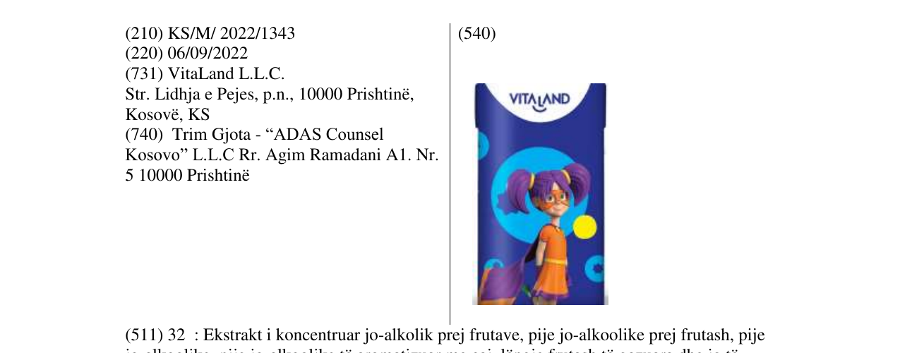 Zëri i markës VITALAND në buletin