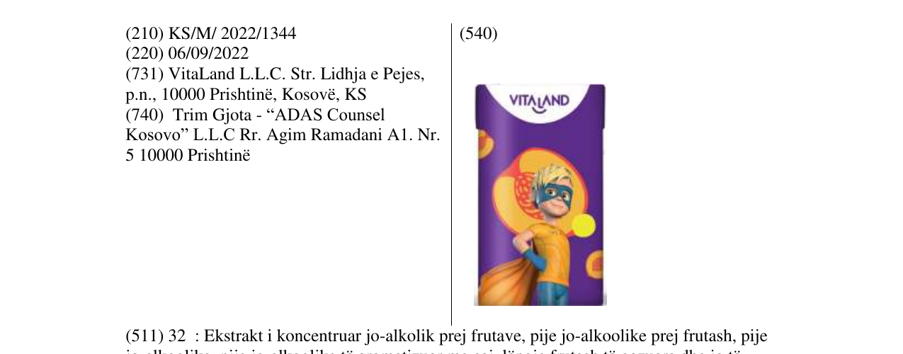Zëri i markës VITALAND në buletin