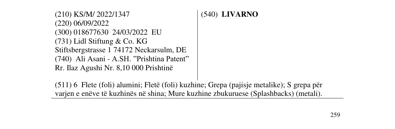 Zëri i markës LIVARNO në buletin
