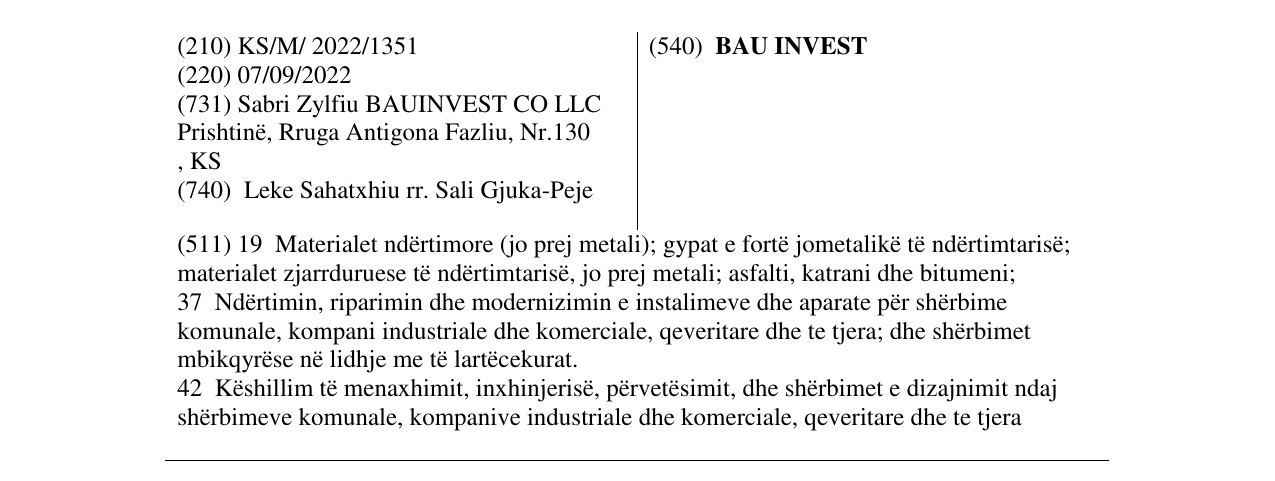 Zëri i markës BAU INVEST në buletin