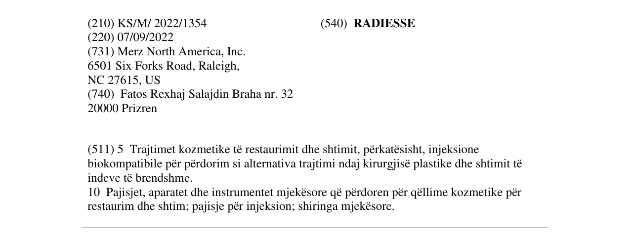 Zëri i markës RADIESSE në buletin