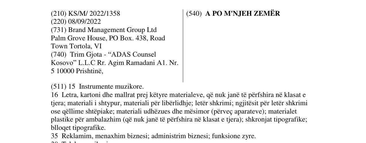Zëri i markës A PO M'NJEH ZEMËR në buletin