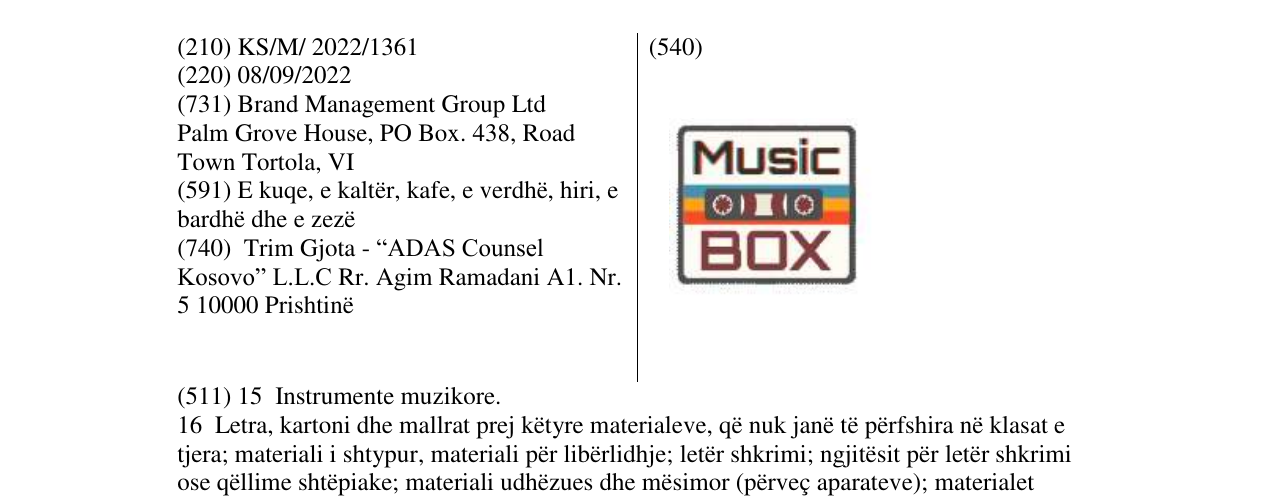 Zëri i markës Music Box në buletin