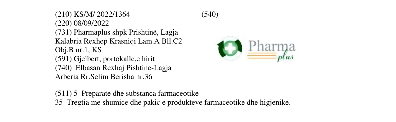 Zëri i markës Pharma plus në buletin