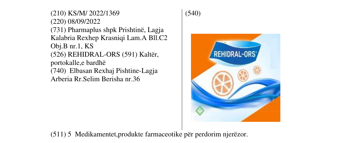 Zëri i markës REHIDRAL-ORS në buletin