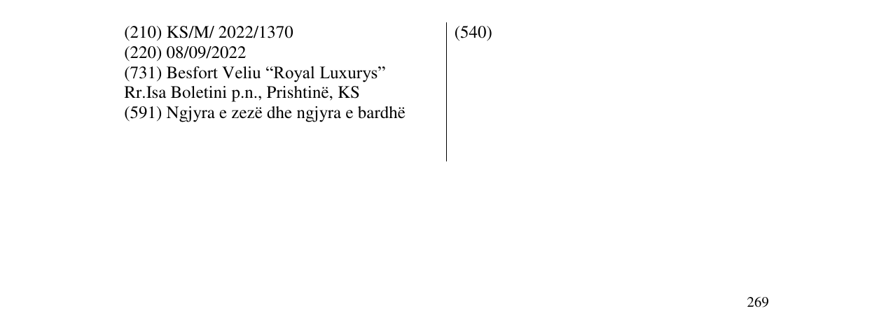 Zëri i markës ROYAL LUXURY'S në buletin