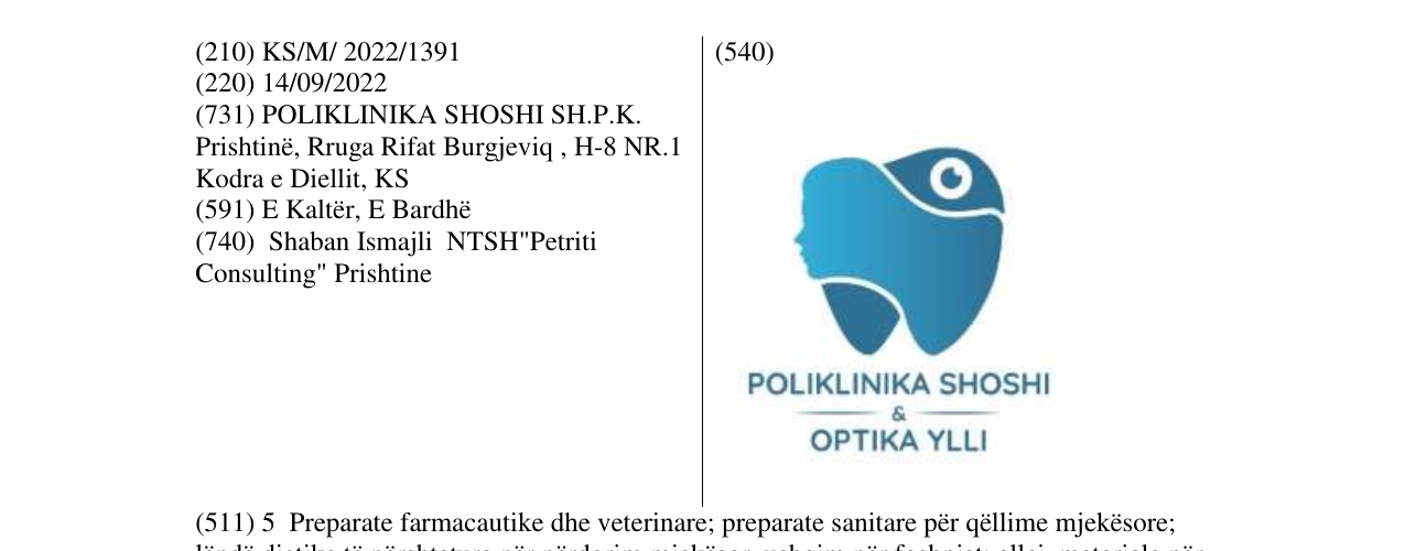 Zëri i markës POLIKLINIKA SHOSHI & OPTIKA YLLI në buletin