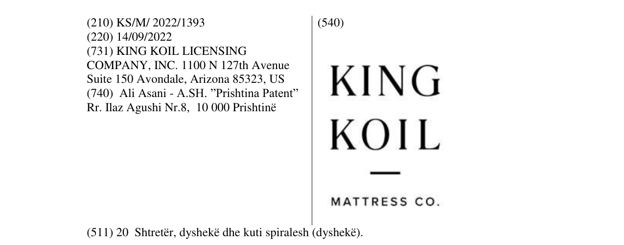 Zëri i markës KING KOIL në buletin