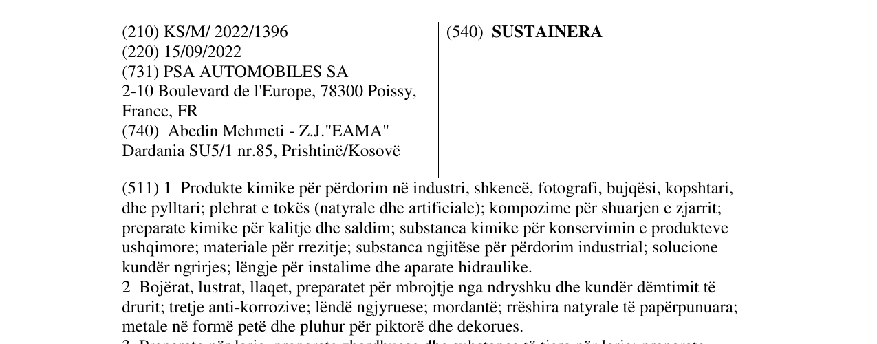 Zëri i markës SUSTAINERA në buletin
