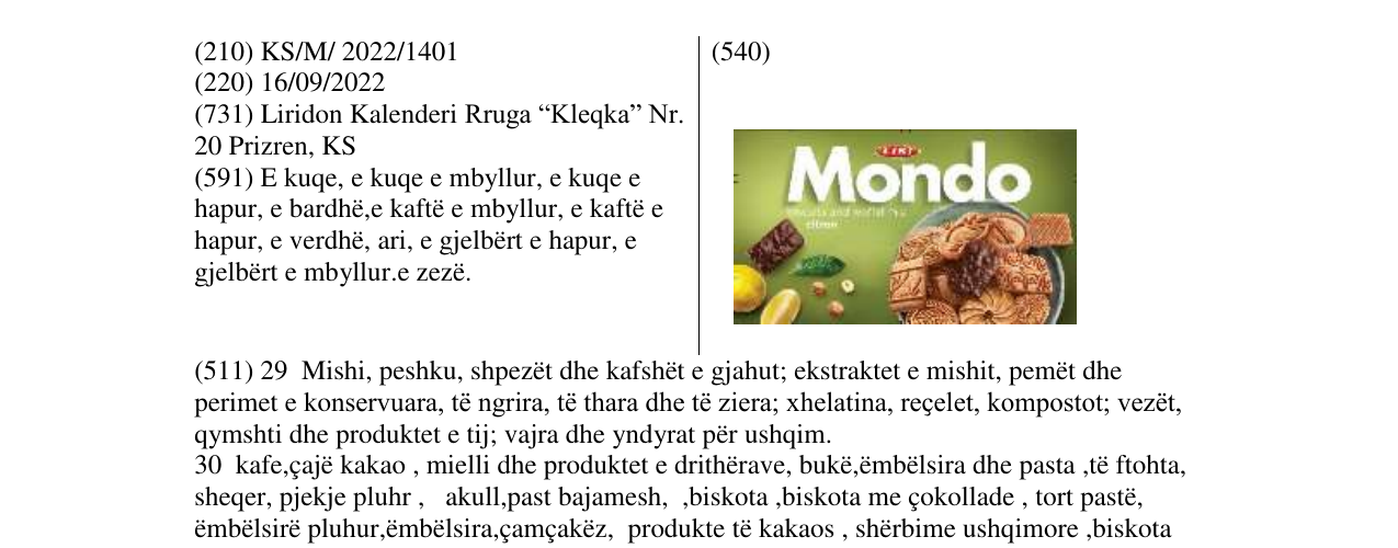 Zëri i markës Mondo në buletin