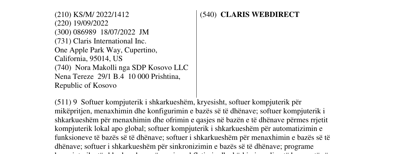 Zëri i markës CLARIS WEBDIRECT në buletin