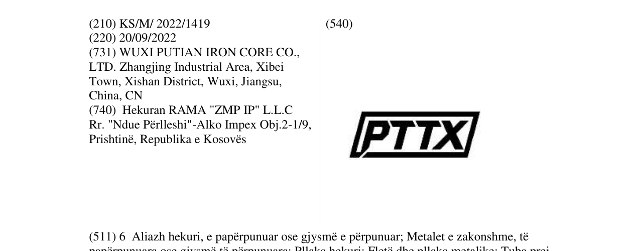 Zëri i markës PTTX në buletin